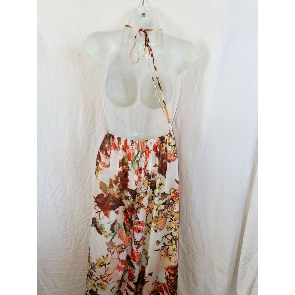 Maxi dress PRETTY LITTLE THING Size 2 White Brown Floral beachwear resortcore - Picture 5 of 7